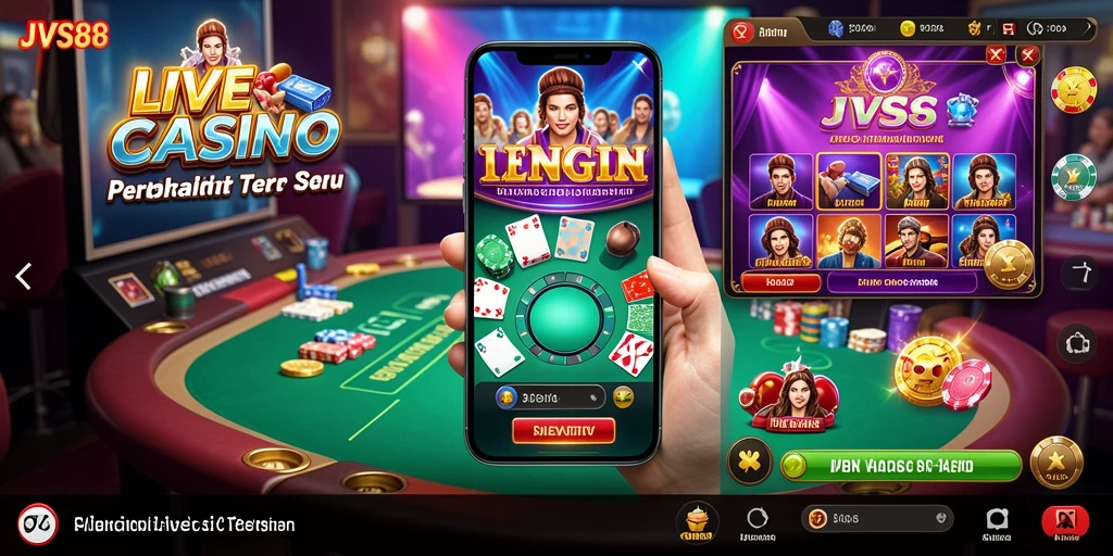 Screenshot utama JVS88 menampilkan gameplay Live Casino yang menarik dan interaktif.