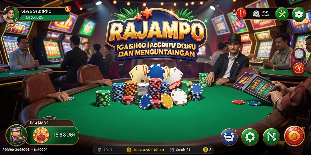 Screenshot utama RAJAMPO menampilkan gameplay kasino yang seru.
