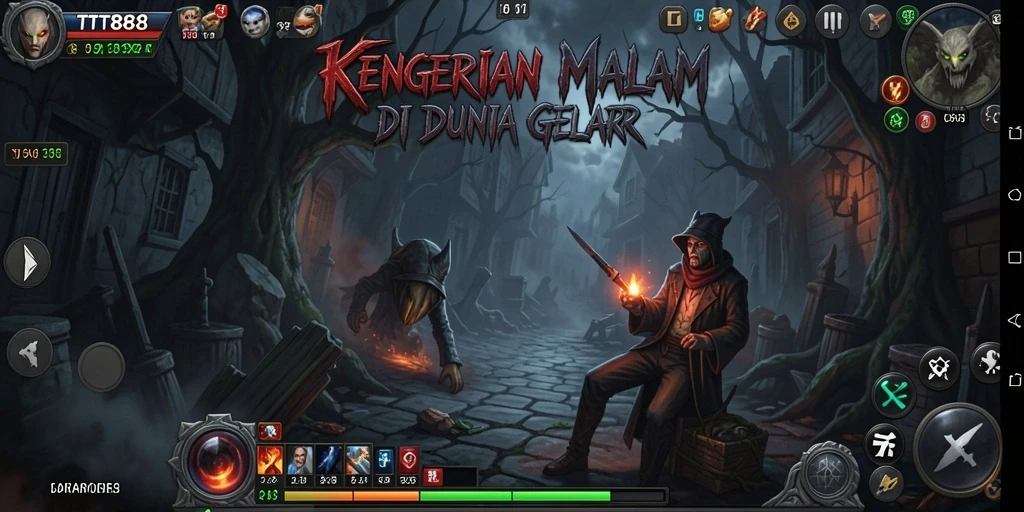 Screenshot utama TTT888 menampilkan suasana mencekam dan gameplay seram.